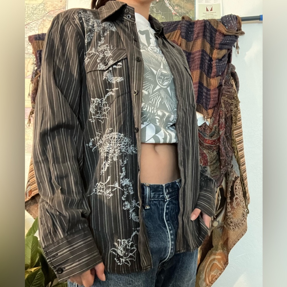 Punk/alternative pinstripe dress shirt